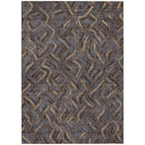 5' X 8' Brown And Black Abstract Washable Indoor Outdoor Area Rug