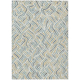 5' X 8' Ivory And Gold Abstract Washable Indoor Outdoor Area Rug
