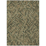 3' X 5' Olive Green And Copper Abstract Washable Indoor Outdoor Area Rug