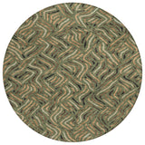 8' Olive Green And Copper Round Abstract Washable Indoor Outdoor Area Rug
