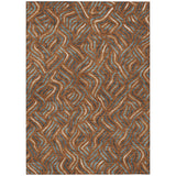 5' X 8' Orange And Teal Blue Abstract Washable Indoor Outdoor Area Rug