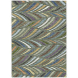 3' X 5' Green And Gold Abstract Washable Indoor Outdoor Area Rug
