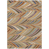 3' X 5' Copper And Green Abstract Washable Indoor Outdoor Area Rug