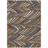 3' X 5' Brown And Plum Abstract Washable Indoor Outdoor Area Rug