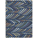 3' X 5' Navy Blue And Gold Abstract Washable Indoor Outdoor Area Rug