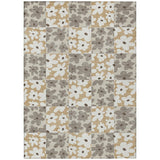 3' X 5' Beige And Ivory Floral Washable Indoor Outdoor Area Rug