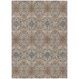 3' X 5' Beige And Copper Geometric Washable Indoor Outdoor Area Rug