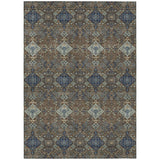 5' X 8' Chocolate And Brown Geometric Washable Indoor Outdoor Area Rug