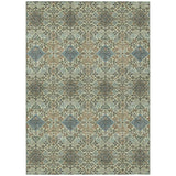 3' X 5' Green And Teal Blue Geometric Washable Indoor Outdoor Area Rug