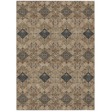 3' X 5' Copper And Green Geometric Washable Indoor Outdoor Area Rug