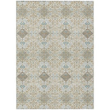 3' X 5' Ivory And Copper Geometric Washable Indoor Outdoor Area Rug