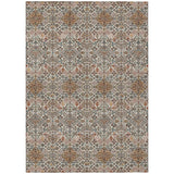 3' X 5' Beige And Copper Geometric Washable Indoor Outdoor Area Rug