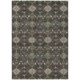 3' X 5' Black And Charcoal Geometric Washable Indoor Outdoor Area Rug