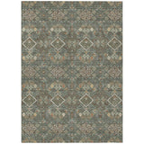 3' X 5' Green And Taupe Geometric Washable Indoor Outdoor Area Rug