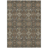 3' X 5' Chocolate And Brown Geometric Washable Indoor Outdoor Area Rug