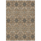 5' X 8' Copper And Green Geometric Washable Indoor Outdoor Area Rug