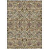 3' X 5' Gold And Copper Geometric Washable Indoor Outdoor Area Rug