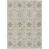 5' X 8' Ivory And Copper Geometric Washable Indoor Outdoor Area Rug