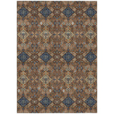 5' X 8' Orange And Navy Blue Geometric Washable Indoor Outdoor Area Rug