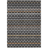3' X 5' Black And Charcoal Damask Washable Indoor Outdoor Area Rug