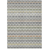3' X 5' Gray And Silver Damask Washable Indoor Outdoor Area Rug