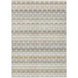 3' X 5' Ivory And Beige Damask Washable Indoor Outdoor Area Rug