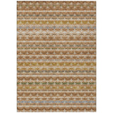 3' X 5' Orange And Copper Damask Washable Indoor Outdoor Area Rug
