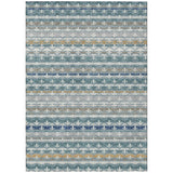 3' X 5' Teal Blue And Ivory Damask Washable Indoor Outdoor Area Rug
