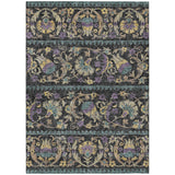 3' X 5' Black And Charcoal Floral Washable Indoor Outdoor Area Rug