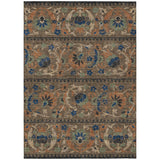 5' X 8' Chocolate And Brown Floral Washable Indoor Outdoor Area Rug
