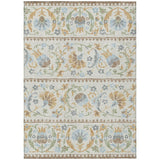 5' X 8' Ivory And Beige Floral Washable Indoor Outdoor Area Rug