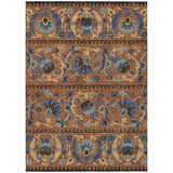 3' X 5' Orange And Gold Floral Washable Indoor Outdoor Area Rug