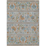 5' X 8' Silver And Brown Floral Washable Indoor Outdoor Area Rug
