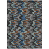 3' X 5' Black And Charcoal Abstract Washable Indoor Outdoor Area Rug