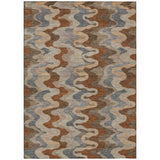 8' X 10' Brown And Chocolate Abstract Washable Indoor Outdoor Area Rug