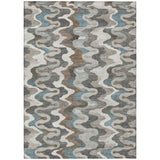 3' X 5' Ivory And Beige Abstract Washable Indoor Outdoor Area Rug