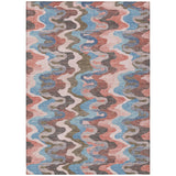 3' X 5' Pink And Coral Abstract Washable Indoor Outdoor Area Rug