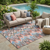 5' X 8' Pink And Coral Abstract Washable Indoor Outdoor Area Rug