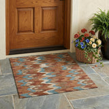 3' X 5' Orange And Teal Blue Abstract Washable Indoor Outdoor Area Rug