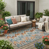 5' X 8' Silver And Copper Abstract Washable Indoor Outdoor Area Rug