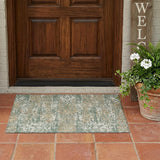 3' X 5' Green And Sage Damask Washable Indoor Outdoor Area Rug