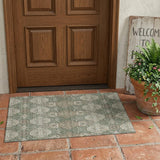 3' X 5' Green And Brown Floral Washable Indoor Outdoor Area Rug