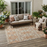 5' X 8' Copper And Gold Floral Washable Indoor Outdoor Area Rug