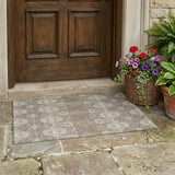 3' X 5' Brown And Copper Floral Washable Indoor Outdoor Area Rug