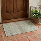 3' X 5' Sage And Green Floral Washable Indoor Outdoor Area Rug