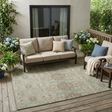 5' X 8' Sage And Green Floral Washable Indoor Outdoor Area Rug
