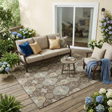 5' X 8' Chocolate And Brown Floral Washable Indoor Outdoor Area Rug