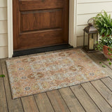 3' X 5' Copper And Orange Floral Washable Indoor Outdoor Area Rug