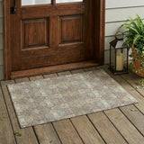 3' X 5' Brown And Sage Floral Washable Indoor Outdoor Area Rug