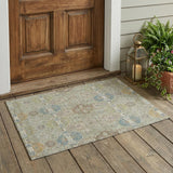 3' X 5' Sage And Green Floral Washable Indoor Outdoor Area Rug